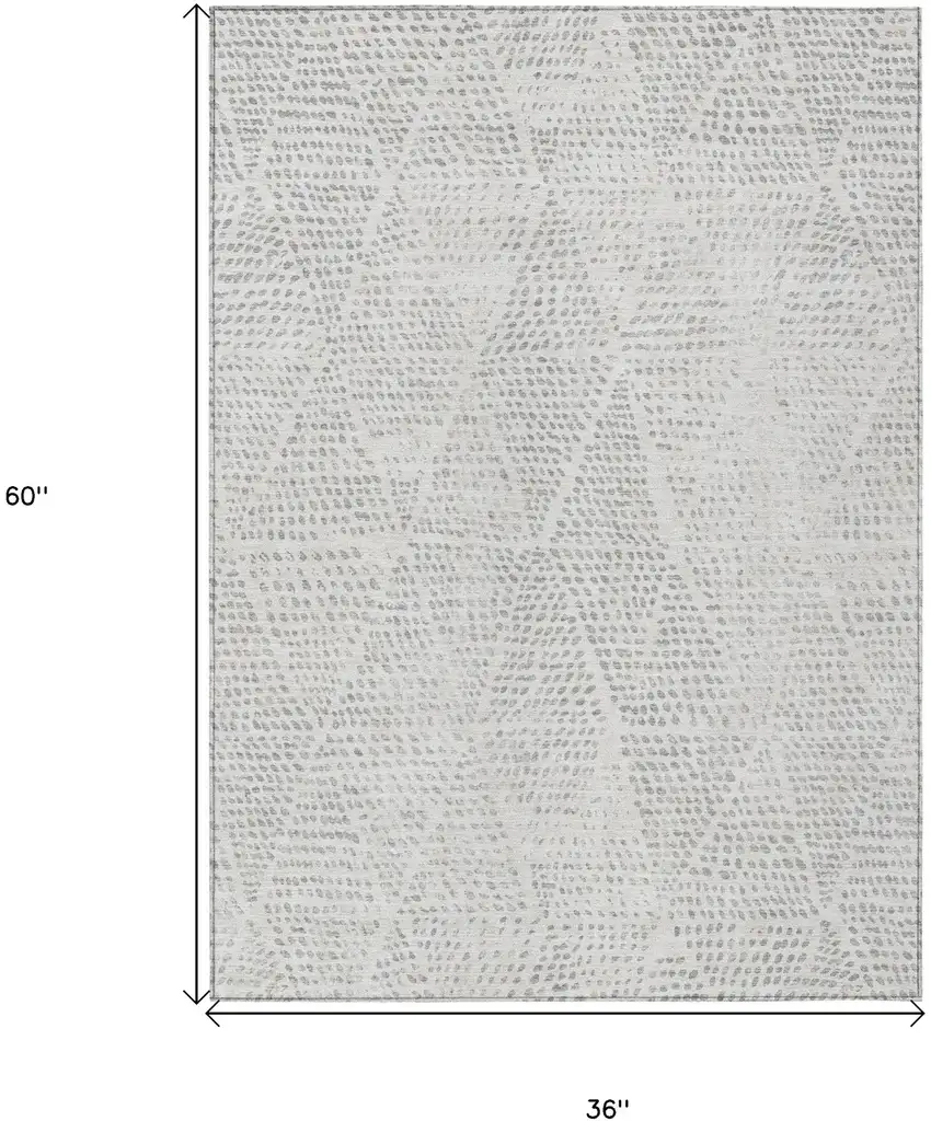 Silver And Ivory Geometric Washable Indoor Outdoor Area Rug Photo 3