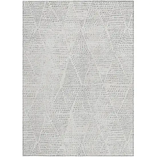 Silver And Ivory Geometric Washable Indoor Outdoor Area Rug Photo 6