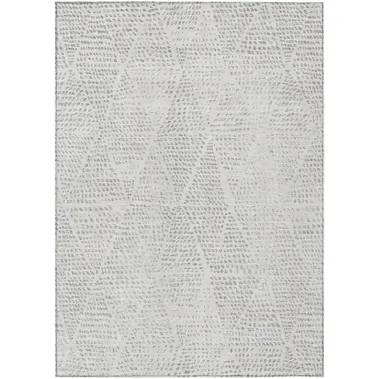 Silver And Ivory Geometric Washable Indoor Outdoor Area Rug Photo 2