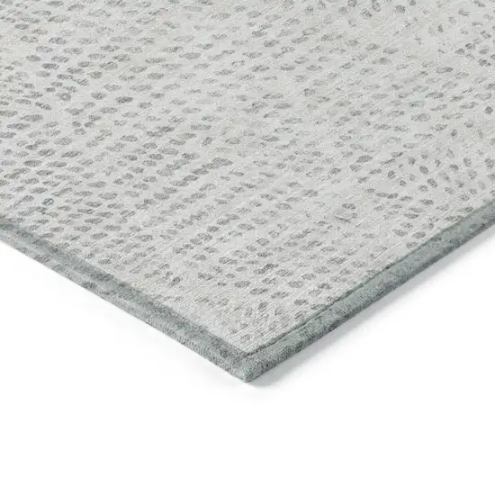 Silver And Ivory Geometric Washable Indoor Outdoor Area Rug Photo 5