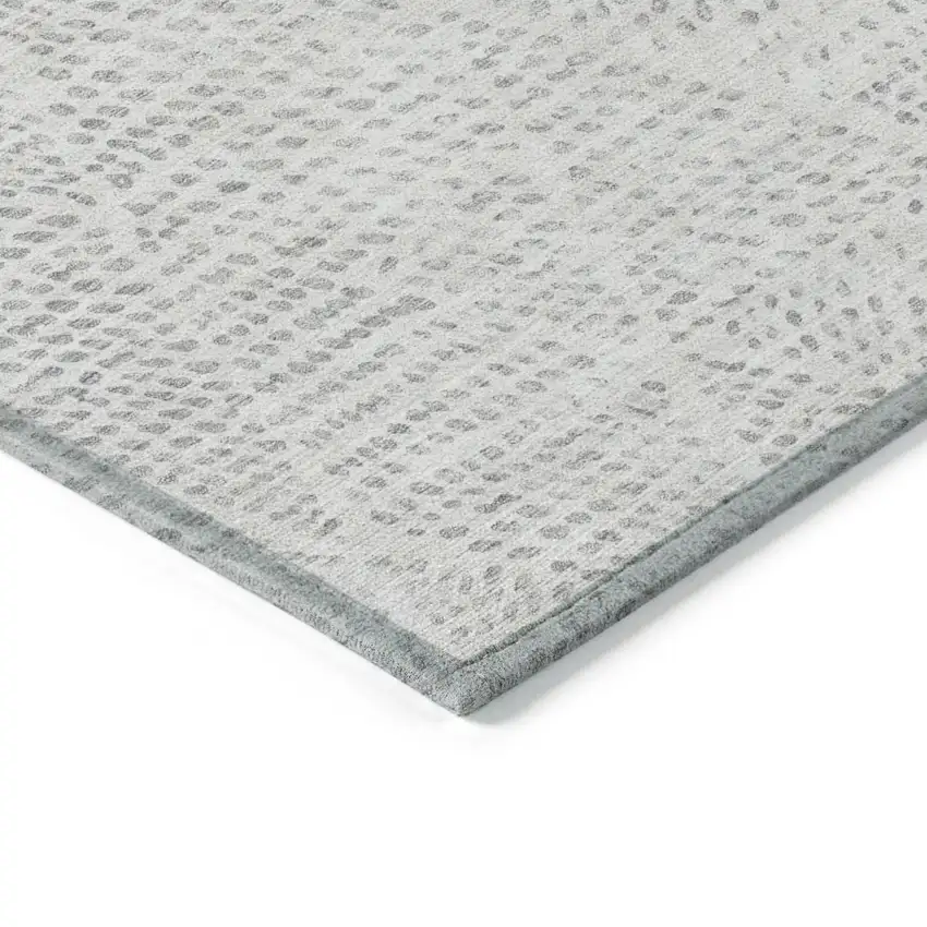 Silver And Ivory Geometric Washable Indoor Outdoor Area Rug Photo 5