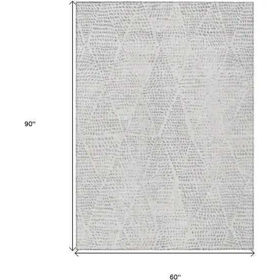 Silver And Ivory Geometric Washable Indoor Outdoor Area Rug Photo 3