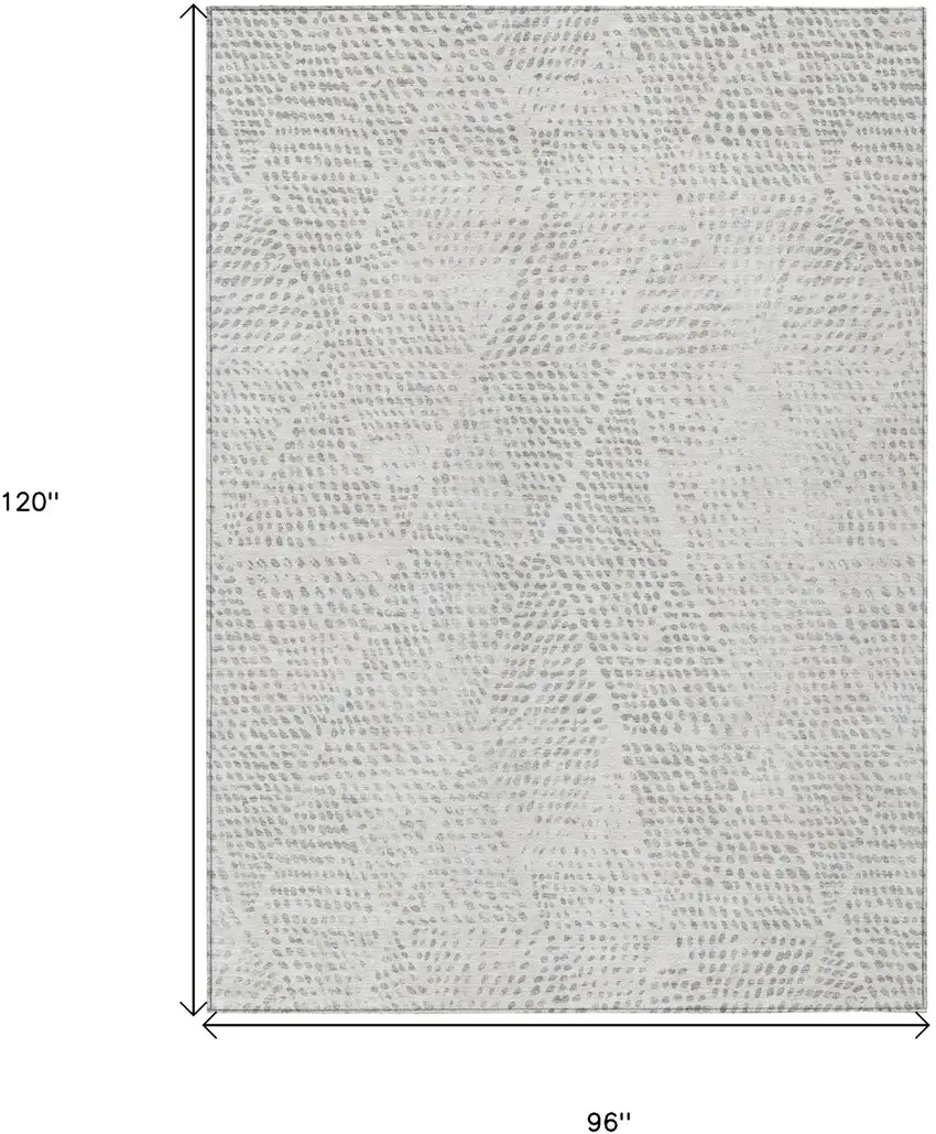 Silver And Ivory Geometric Washable Indoor Outdoor Area Rug Photo 3