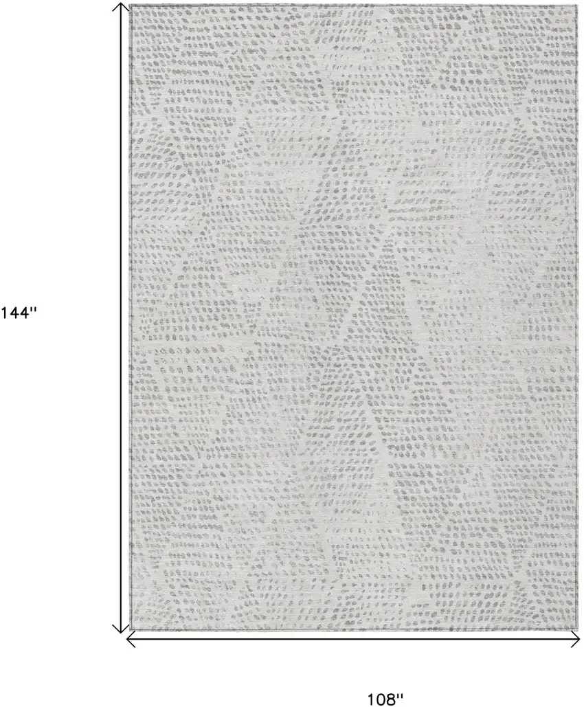 Silver And Ivory Geometric Washable Indoor Outdoor Area Rug Photo 3