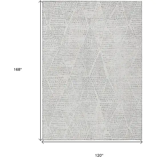Silver And Ivory Geometric Washable Indoor Outdoor Area Rug Photo 3