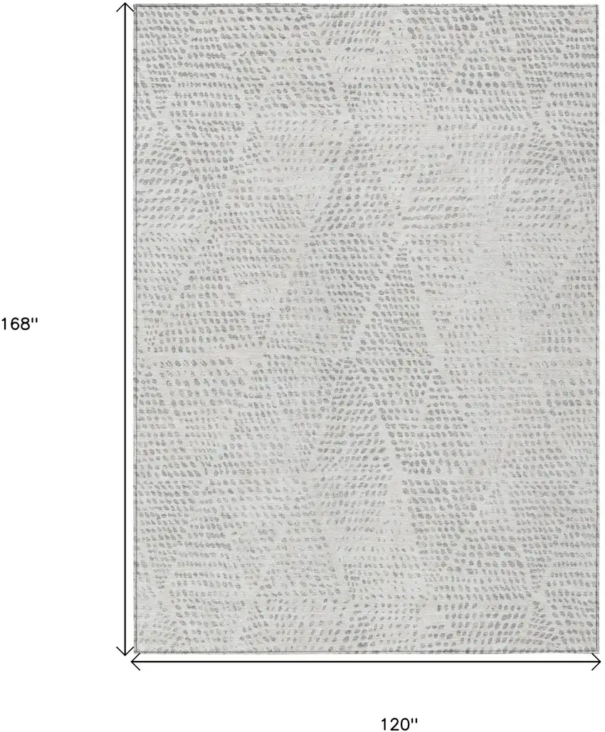 Silver And Ivory Geometric Washable Indoor Outdoor Area Rug Photo 3