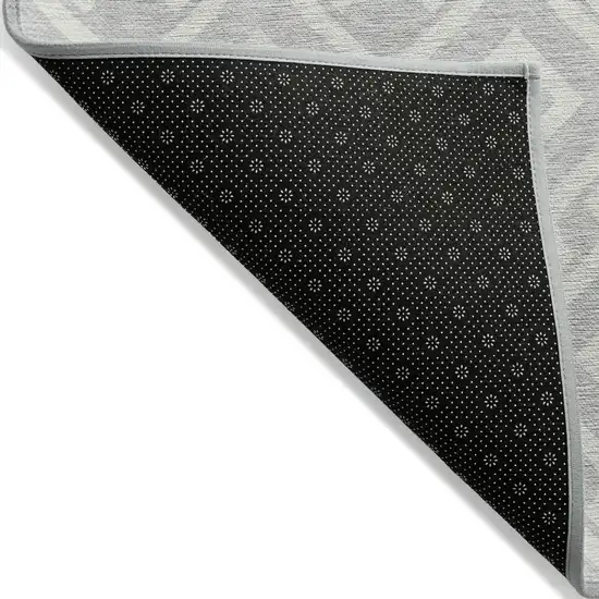 Silver And Ivory Geometric Washable Indoor Outdoor Area Rug Photo 2