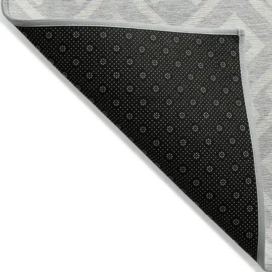 Silver And Ivory Geometric Washable Indoor Outdoor Area Rug Photo 2