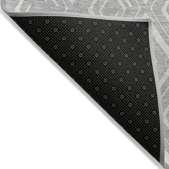 Silver And Ivory Geometric Washable Indoor Outdoor Area Rug Photo 2