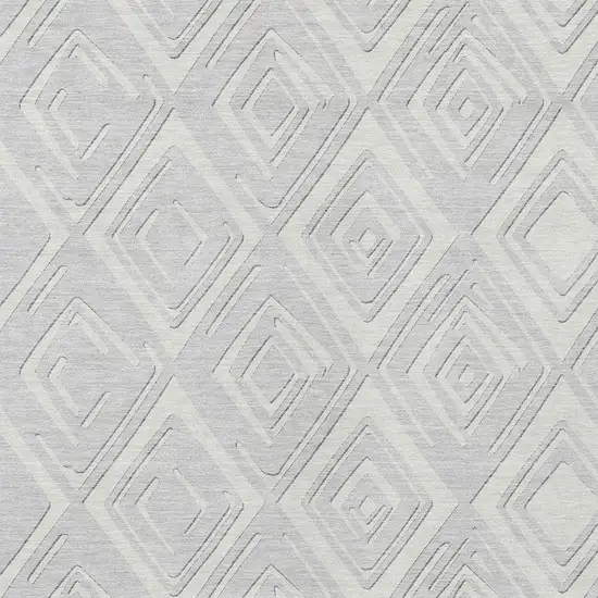 Silver And Ivory Geometric Washable Indoor Outdoor Area Rug Photo 6