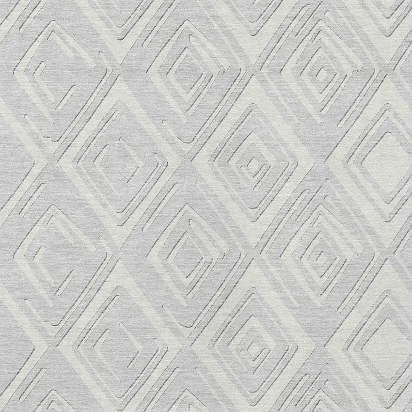 Silver And Ivory Geometric Washable Indoor Outdoor Area Rug Photo 6
