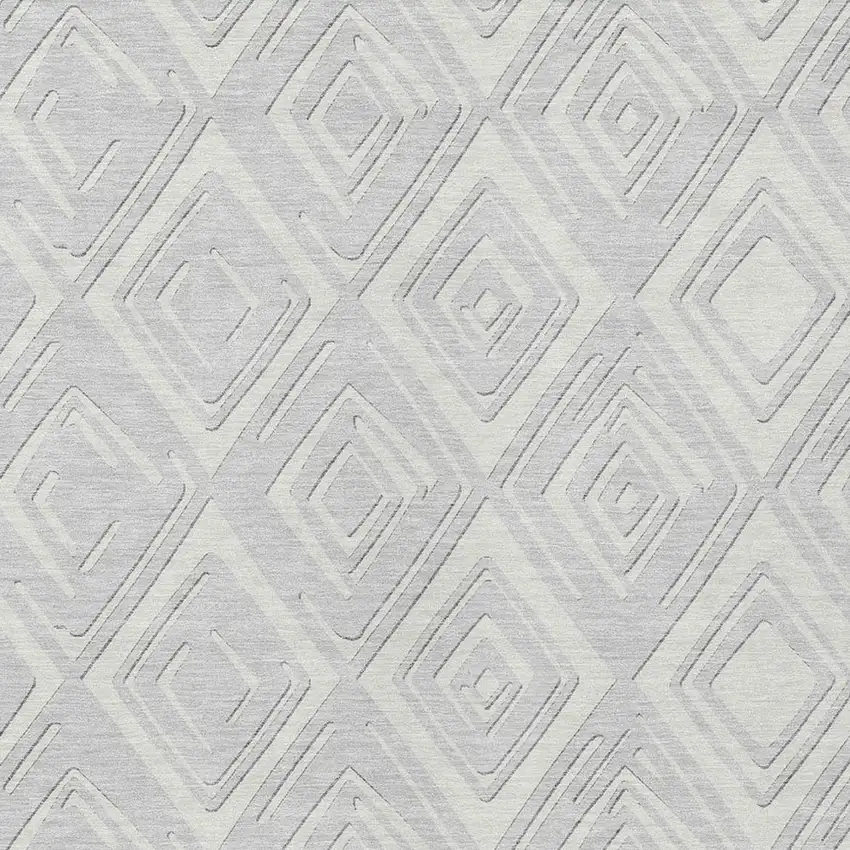 Silver And Ivory Geometric Washable Indoor Outdoor Area Rug Photo 6