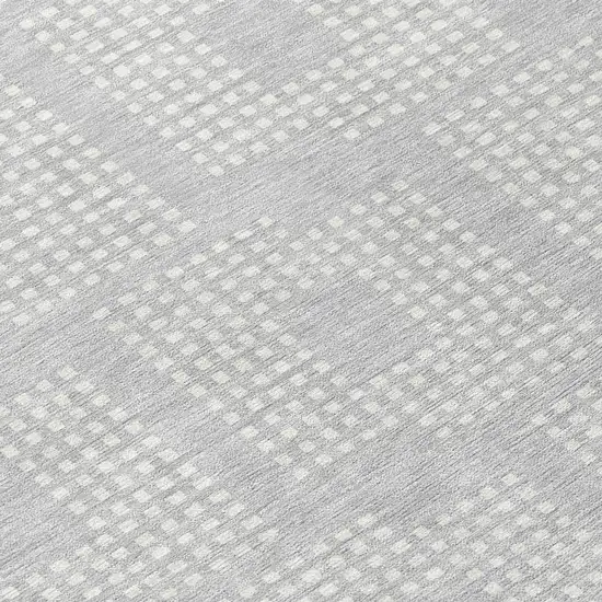 Silver And Ivory Geometric Washable Indoor Outdoor Area Rug Photo 8