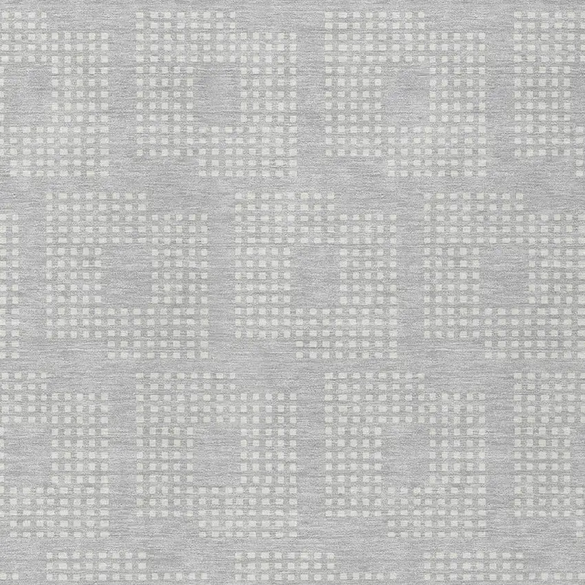 Silver And Ivory Geometric Washable Indoor Outdoor Area Rug Photo 6