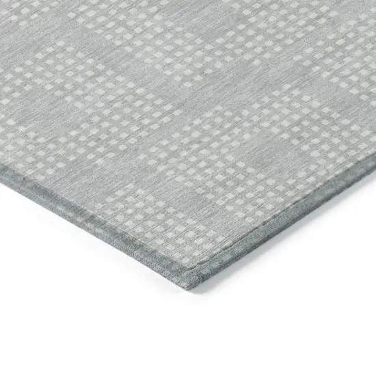 Silver And Ivory Geometric Washable Indoor Outdoor Area Rug Photo 5