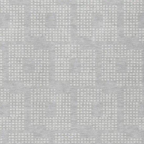 Silver And Ivory Geometric Washable Indoor Outdoor Area Rug Photo 6