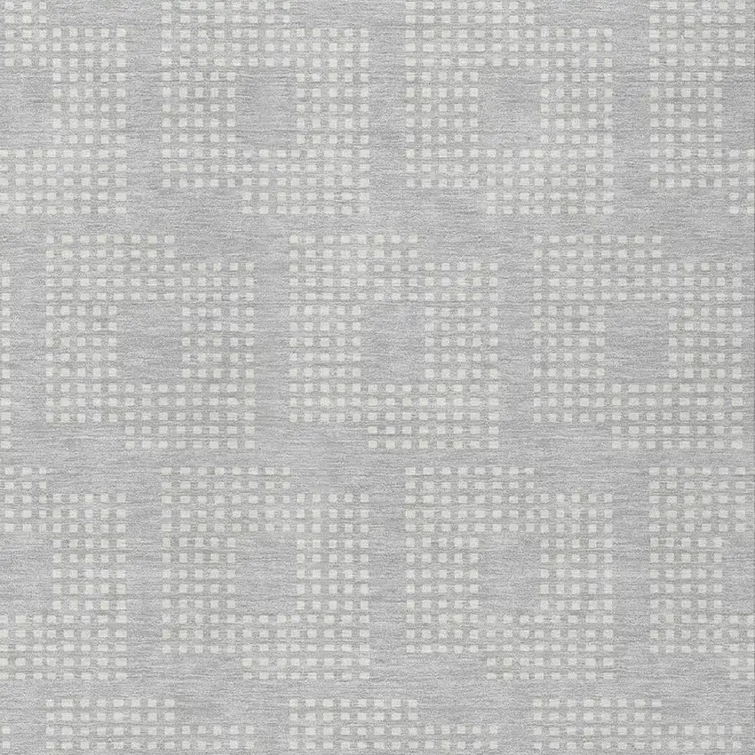 Silver And Ivory Geometric Washable Indoor Outdoor Area Rug Photo 6