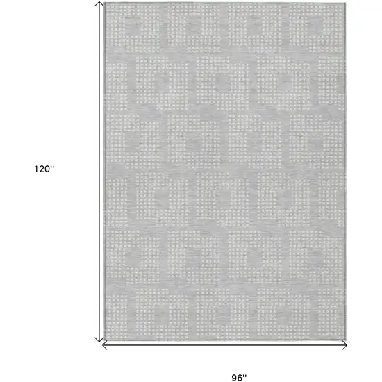 Silver And Ivory Geometric Washable Indoor Outdoor Area Rug Photo 3