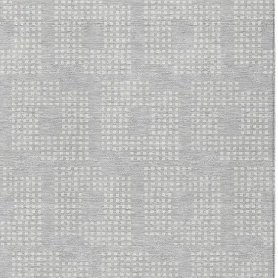 Silver And Ivory Geometric Washable Indoor Outdoor Area Rug Photo 6
