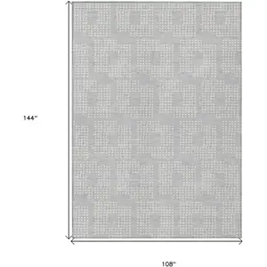 Photo of Silver And Ivory Geometric Washable Indoor Outdoor Area Rug