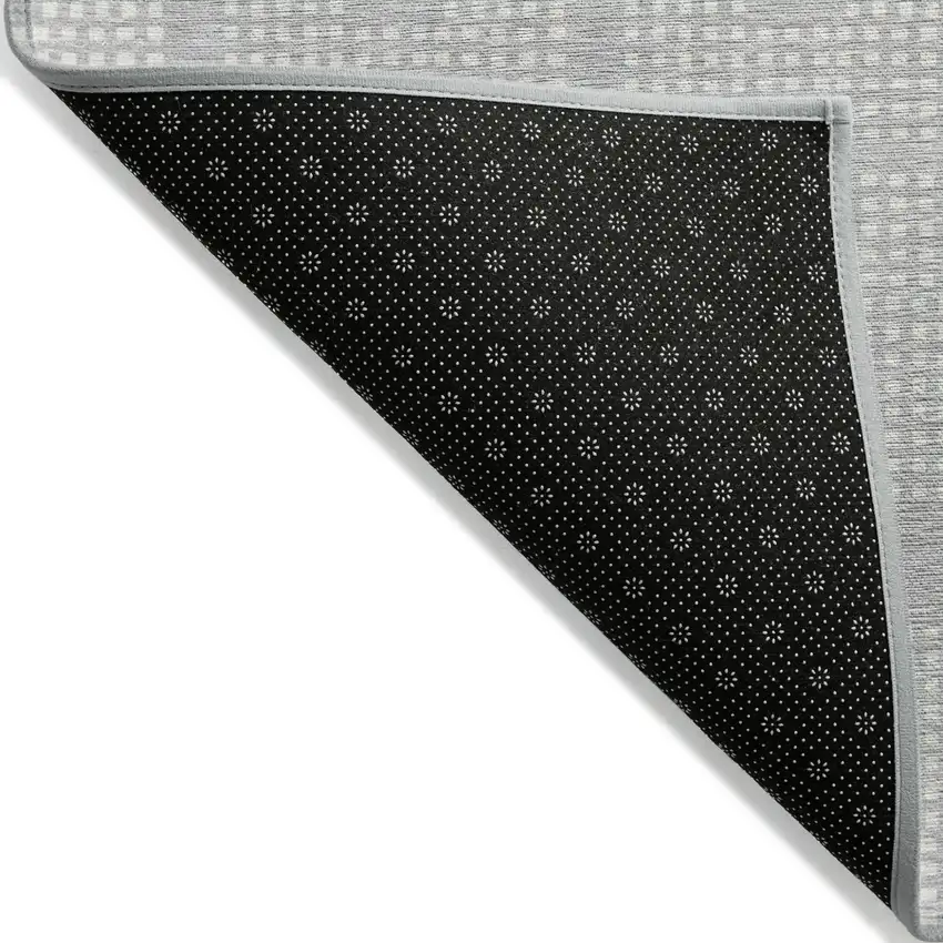 Silver And Ivory Geometric Washable Indoor Outdoor Area Rug Photo 4