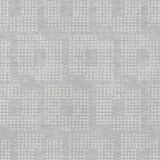 Silver And Ivory Geometric Washable Indoor Outdoor Area Rug Photo 6
