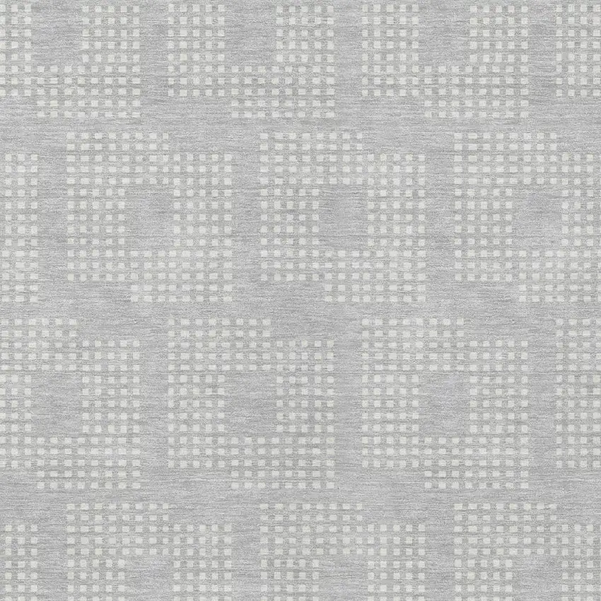 Silver And Ivory Geometric Washable Indoor Outdoor Area Rug Photo 6