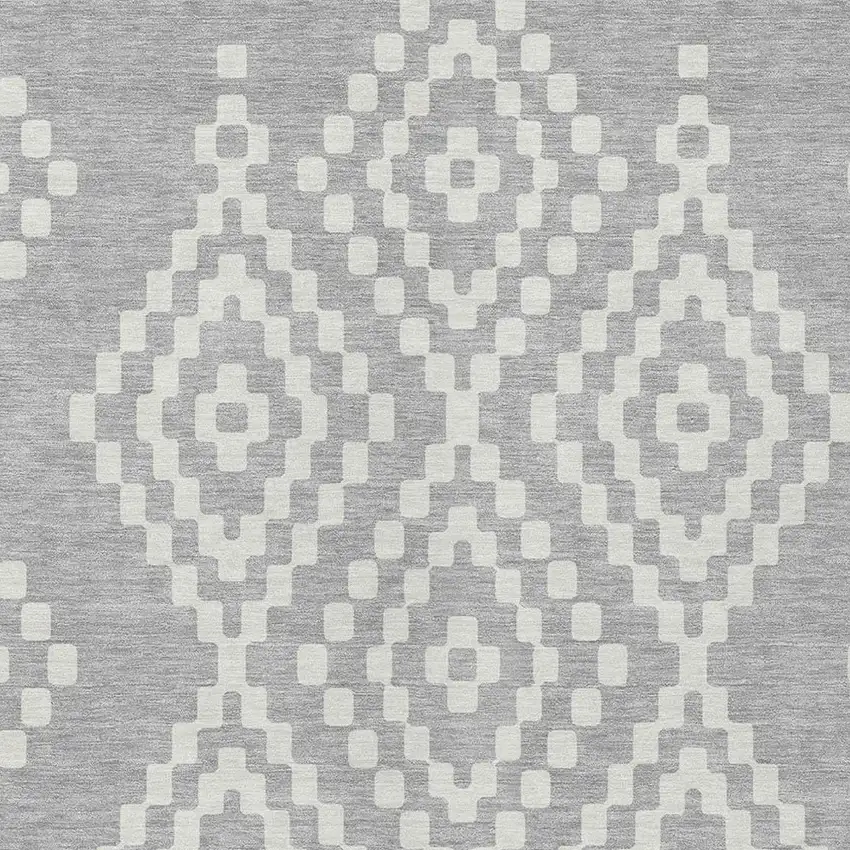 Silver And Ivory Geometric Washable Indoor Outdoor Area Rug Photo 6