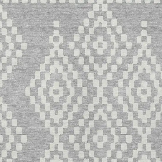 Silver And Ivory Geometric Washable Indoor Outdoor Area Rug Photo 6