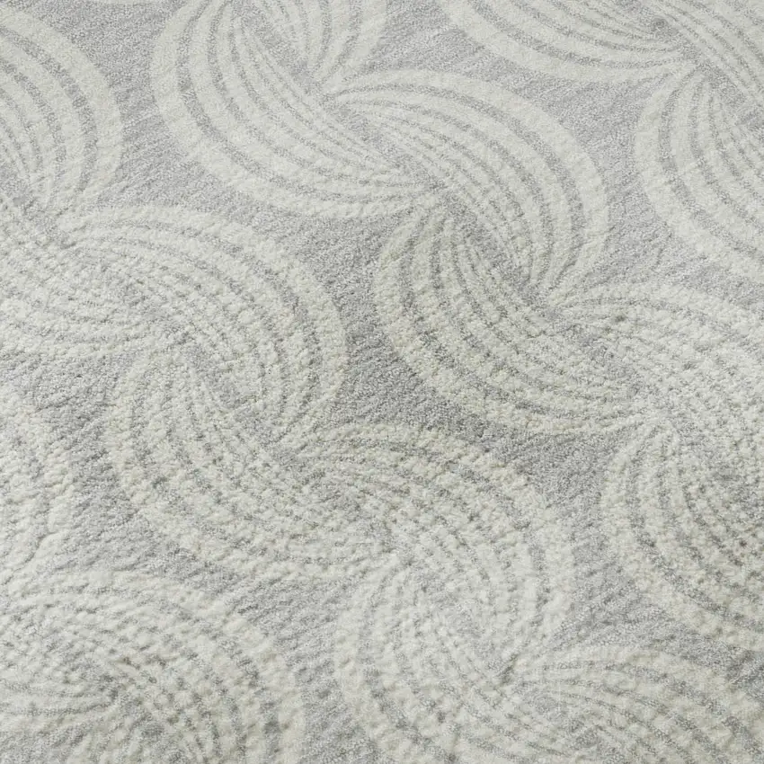 Silver And Ivory Ogee Washable Area Rug With UV Protection Photo 9