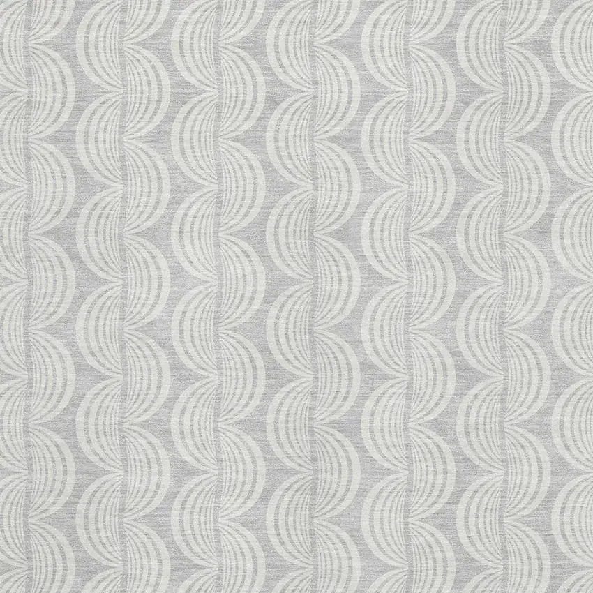 Silver And Ivory Ogee Washable Area Rug With UV Protection Photo 2