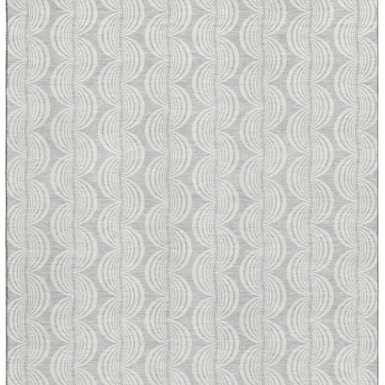Silver And Ivory Ogee Washable Area Rug With UV Protection Photo 3