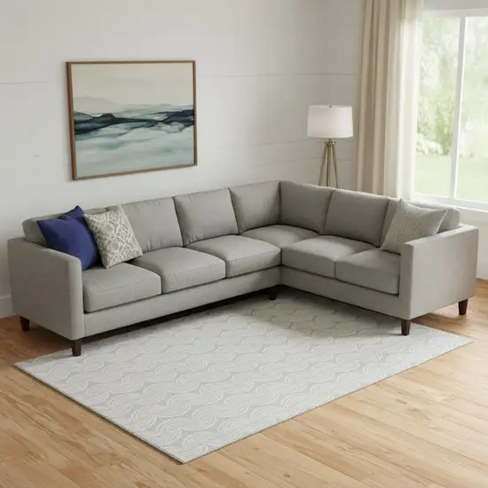 Silver And Ivory Ogee Washable Area Rug With UV Protection Photo 2