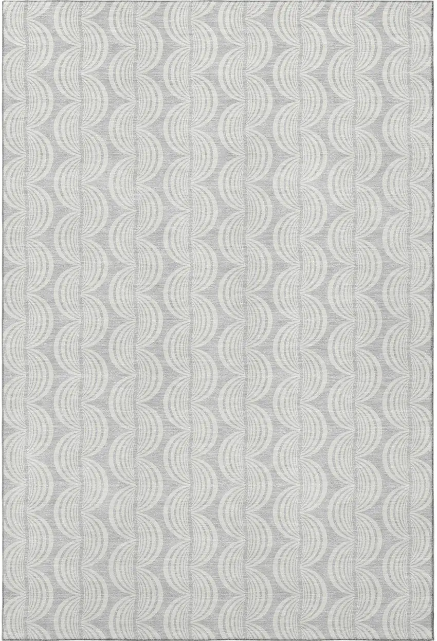 Silver And Ivory Ogee Washable Area Rug With UV Protection Photo 3