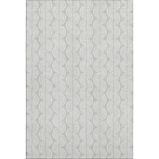Silver And Ivory Ogee Washable Area Rug With UV Protection Photo 1