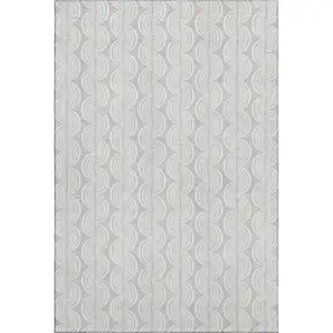 Photo of Silver And Ivory Ogee Washable Area Rug With UV Protection