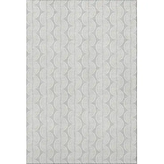 Silver And Ivory Ogee Washable Area Rug With UV Protection Photo 3