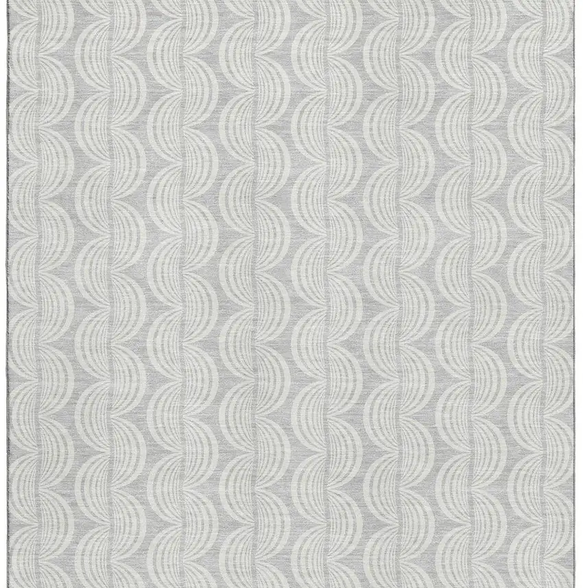 Silver And Ivory Ogee Washable Area Rug With UV Protection Photo 2