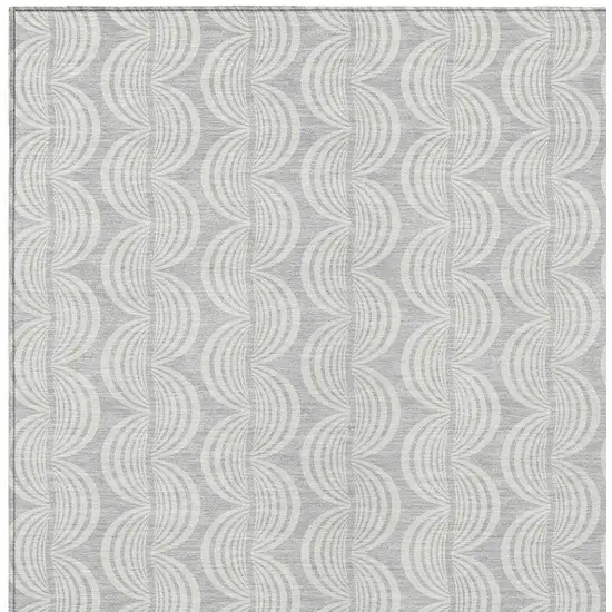 Silver And Ivory Ogee Washable Indoor Outdoor Area Rug Photo 5