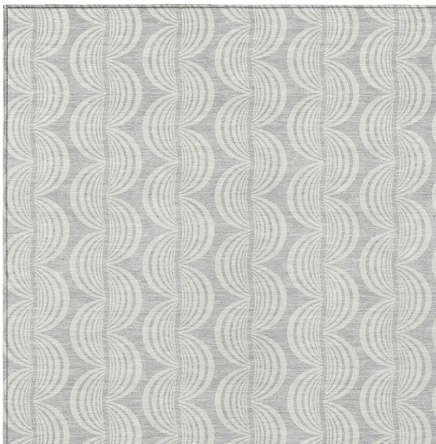 Silver And Ivory Ogee Washable Indoor Outdoor Area Rug Photo 5