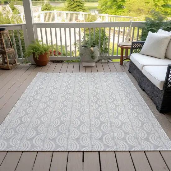 Silver And Ivory Ogee Washable Indoor Outdoor Area Rug Photo 6