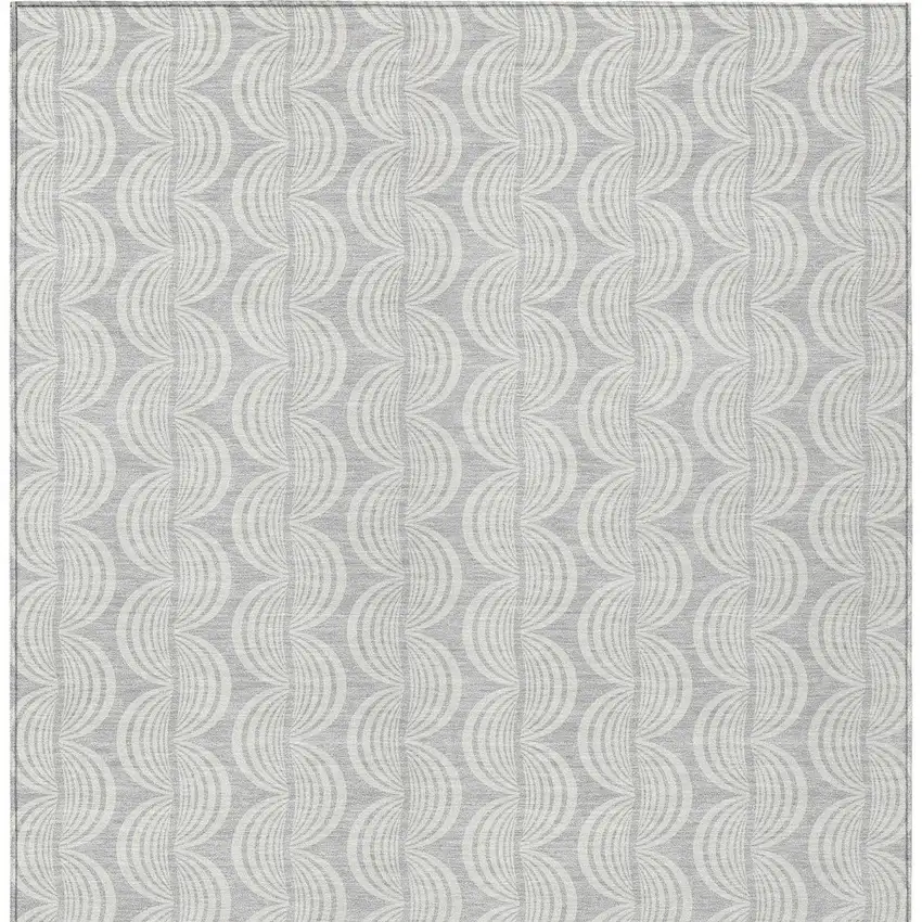 Silver And Ivory Ogee Washable Indoor Outdoor Area Rug Photo 5