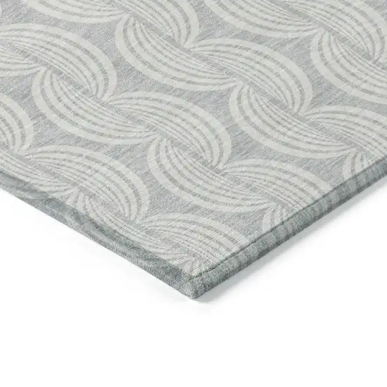 Silver And Ivory Ogee Washable Indoor Outdoor Area Rug Photo 3