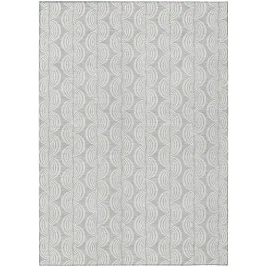 Silver And Ivory Ogee Washable Indoor Outdoor Area Rug Photo 1