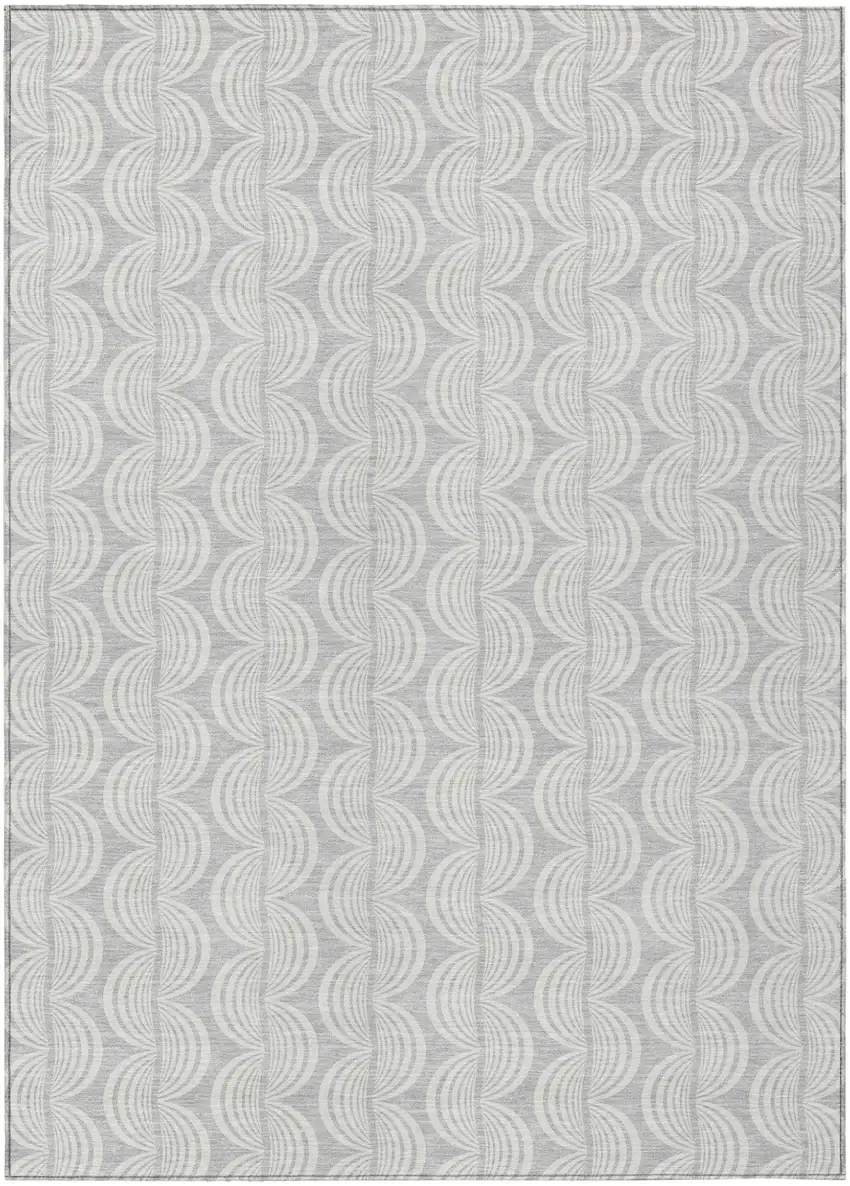 Silver And Ivory Ogee Washable Indoor Outdoor Area Rug Photo 1