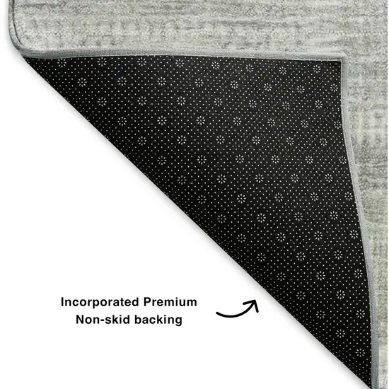 Silver And Ivory Patchwork Washable Area Rug With UV Protection Photo 6