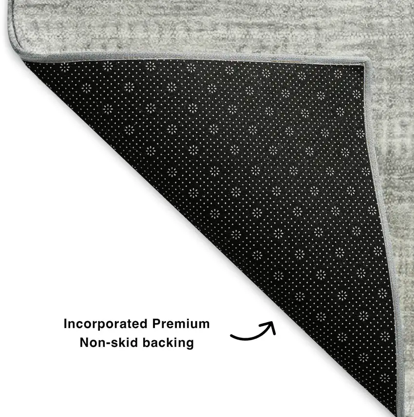 Silver And Ivory Patchwork Washable Area Rug With UV Protection Photo 7