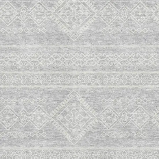 Silver And Ivory Southwestern Washable Area Rug With UV Protection Photo 3