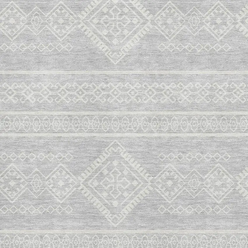 Silver And Ivory Southwestern Washable Area Rug With UV Protection Photo 3