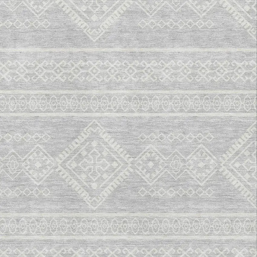 Silver And Ivory Southwestern Washable Area Rug With UV Protection Photo 3